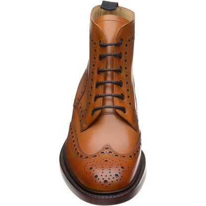 Product image for Barker Pennine mens rubber-soled brogue boots in cedar calf