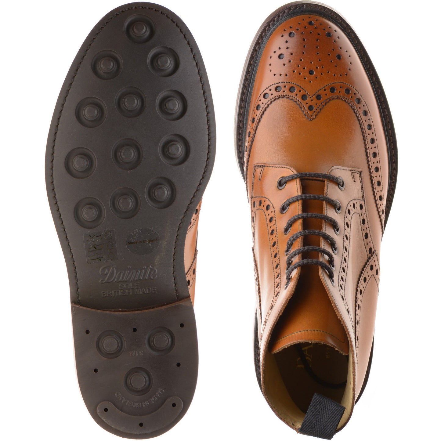 Product image for Barker Pennine mens rubber-soled brogue boots in cedar calf