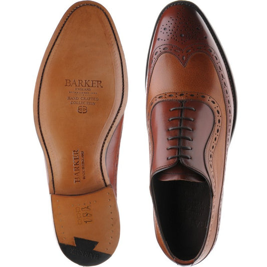 Product image for Barker Rochester mens two-tone brogues in rosewood and cedar calf
