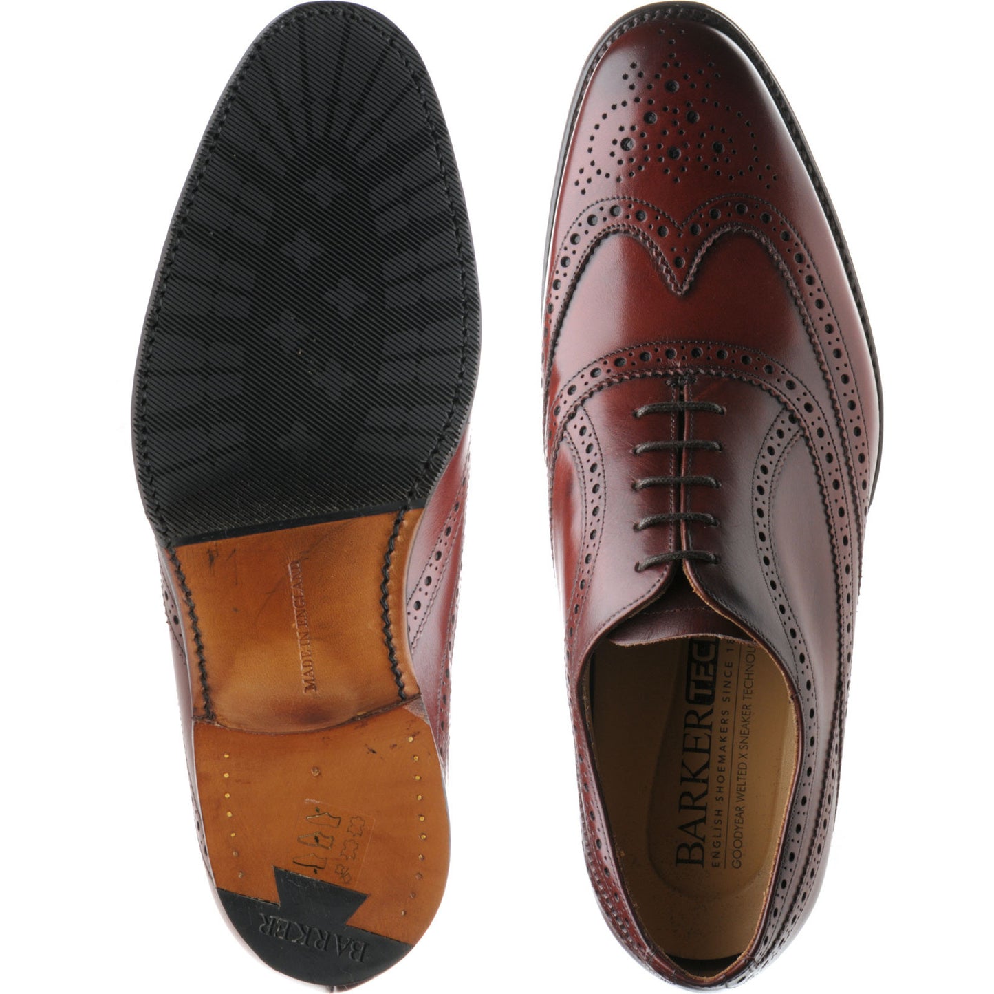 Product image for Barker Turing mens hybrid-soled brogues in cherry calf (second)