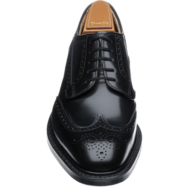 Church Grafton mens brogues in black polished binder – Herring Shoes