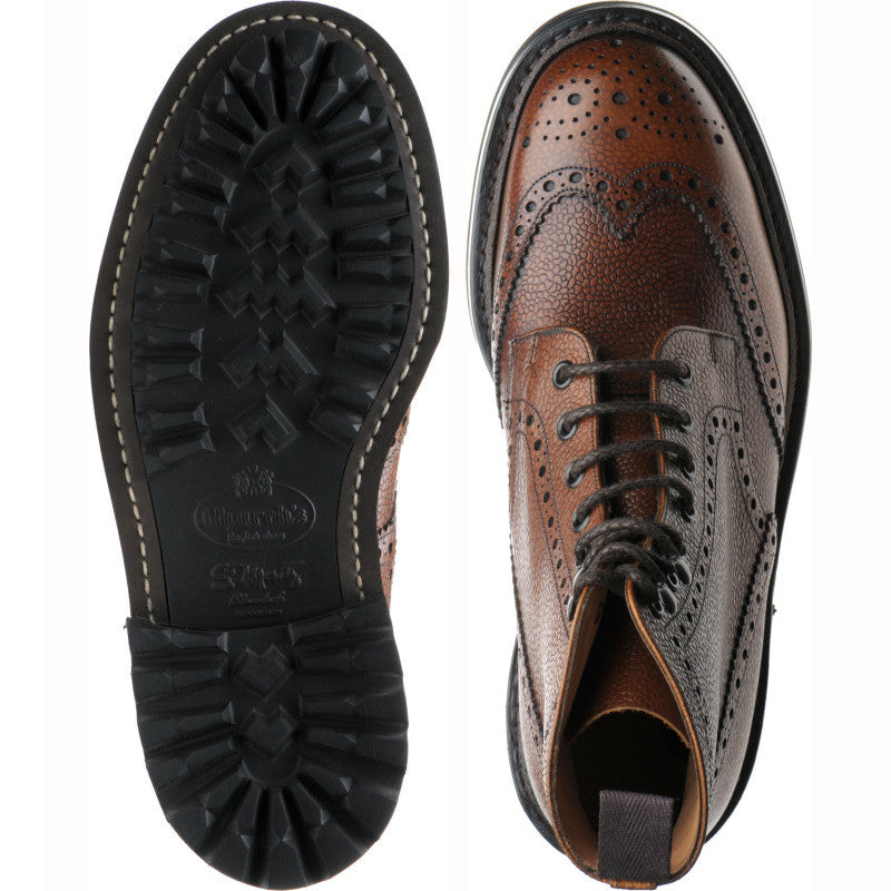 Product image for Church McFarlane LW mens rubber-soled brogue boots in walnut highland grain