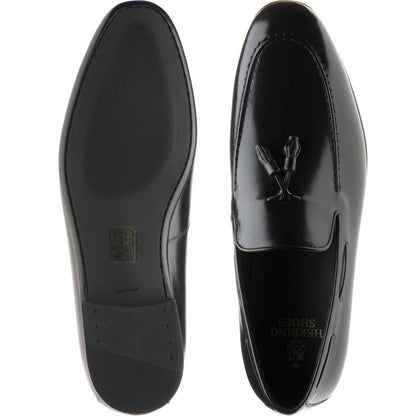 Product image for Herring Andalusia mens rubber-soled tasselled loafers in black calf
