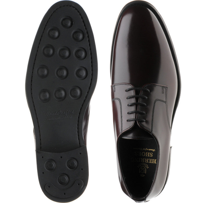 Product image for Herring Arundel mens rubber-soled Derby shoes in burgundy polished