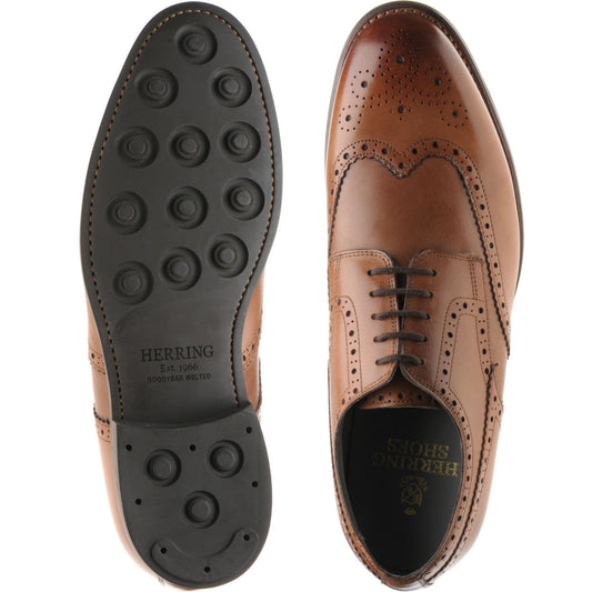 Product image for Herring Bath mens rubber-soled brogues in cognac calf