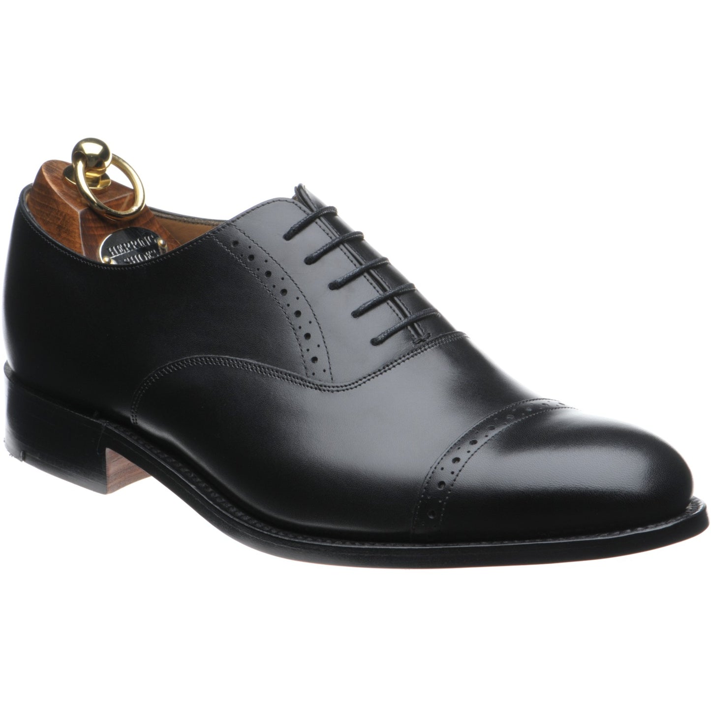 Product image for Herring Belgravia mens semi-brogues in black calf (second)