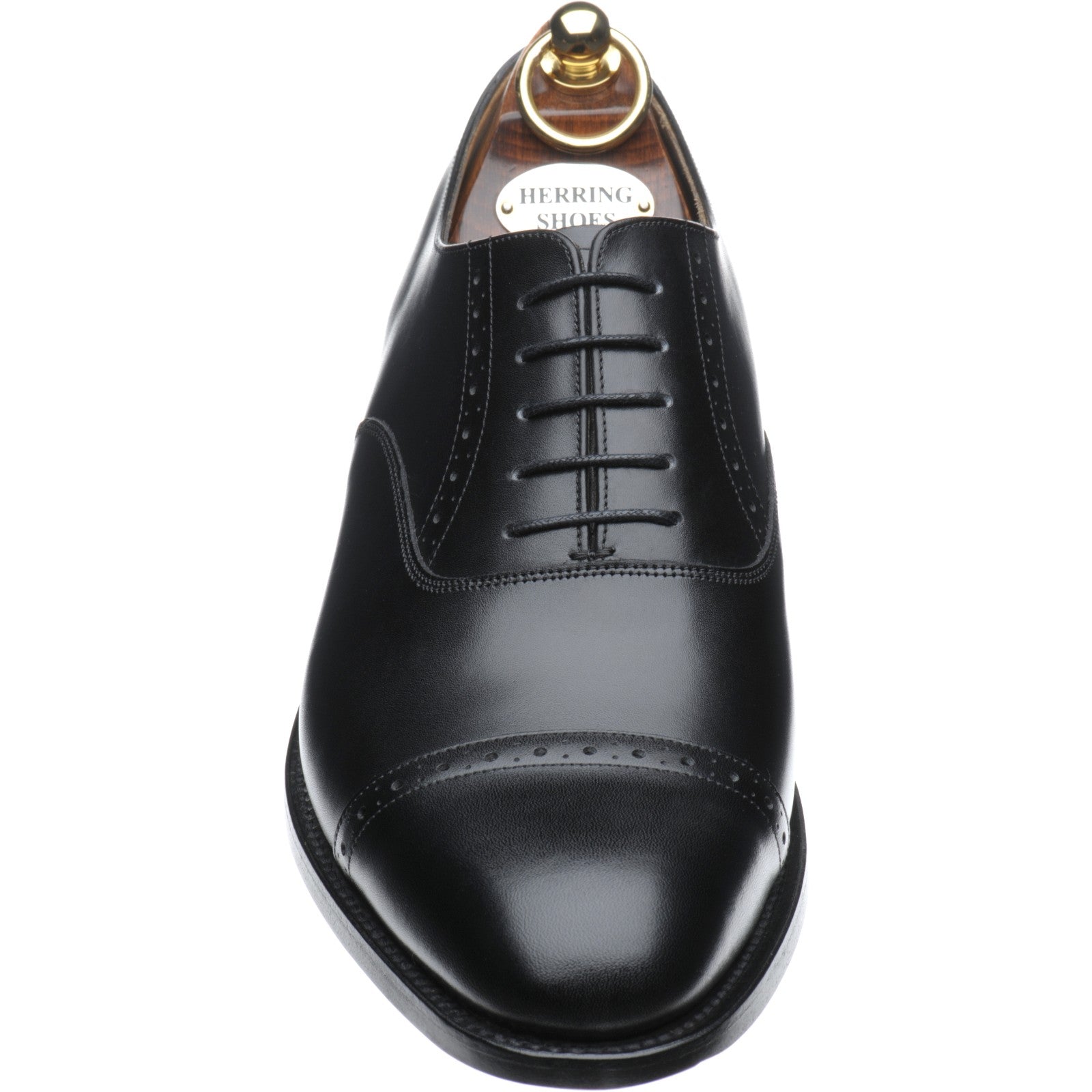 Product image for Herring Belgravia mens semi-brogues in black calf (second)