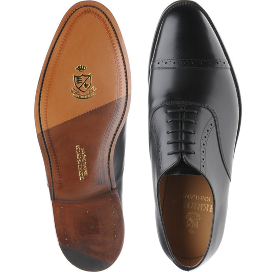 Product image for Herring Belgravia mens semi-brogues in black calf (second)