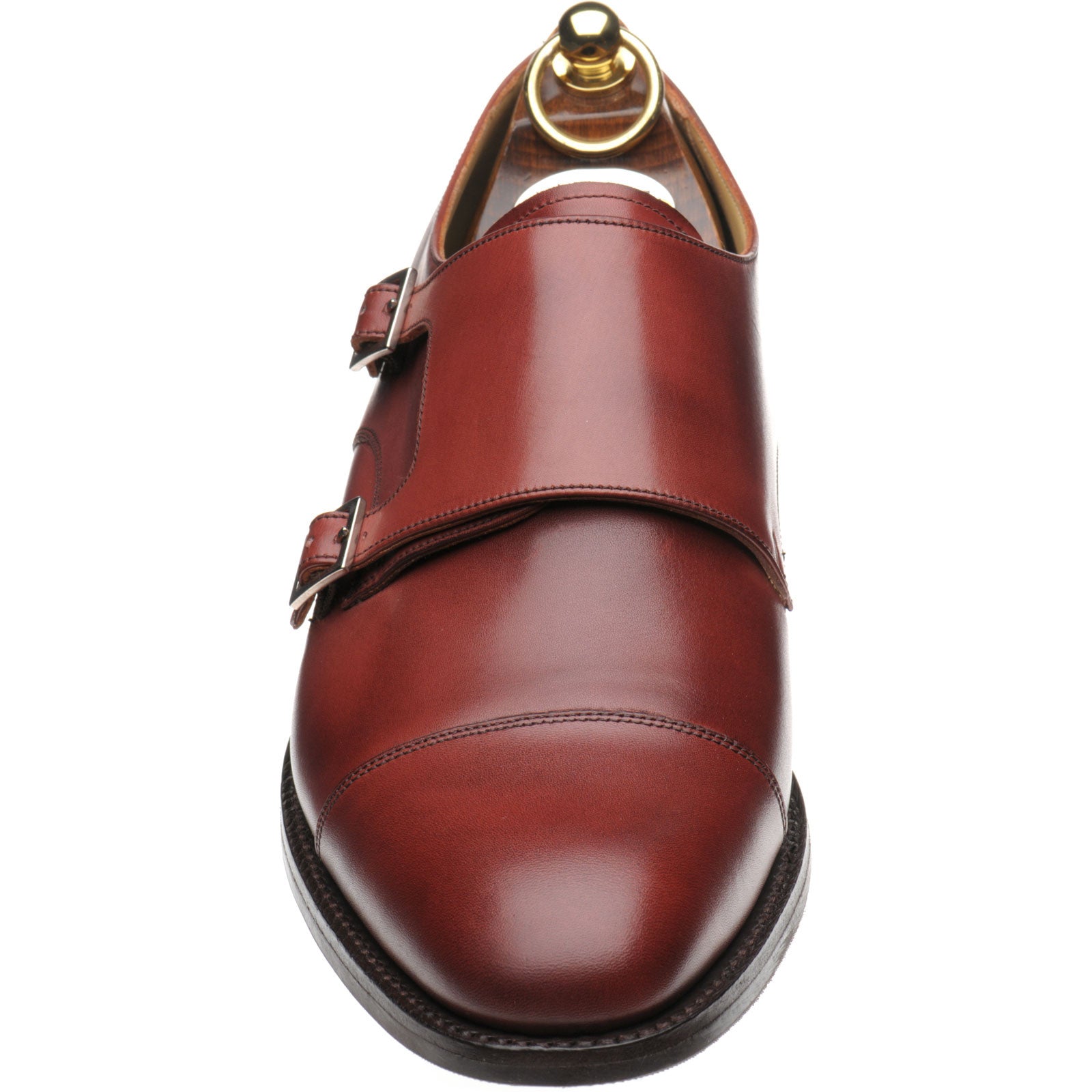 Product image for Herring Bishop mens rubber-soled double monk shoes in cherry calf (second)