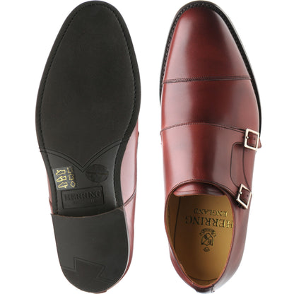 Product image for Herring Bishop mens rubber-soled double monk shoes in cherry calf (second)