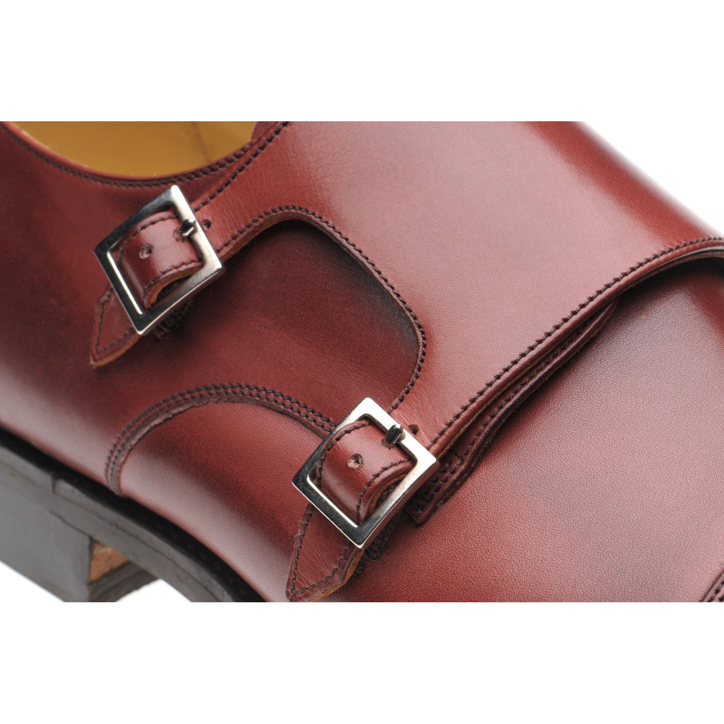 Product image for Herring Bishop mens rubber-soled double monk shoes in cherry calf (second)