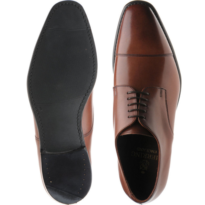Product image for Herring Boothroyd mens rubber-soled Derby shoes in conker calf