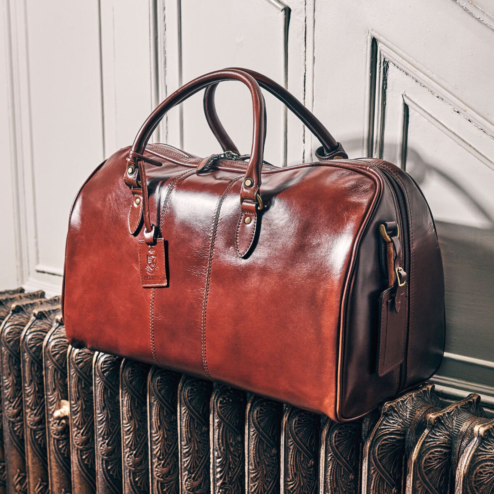 Product image for Herring Bovey Holdall in brandy calf