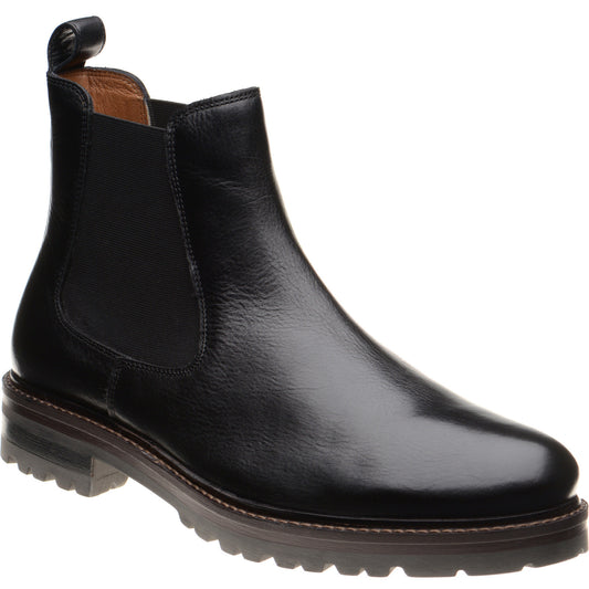 Product image for Herring Bragg mens rubber-soled Chelsea boots in black grain