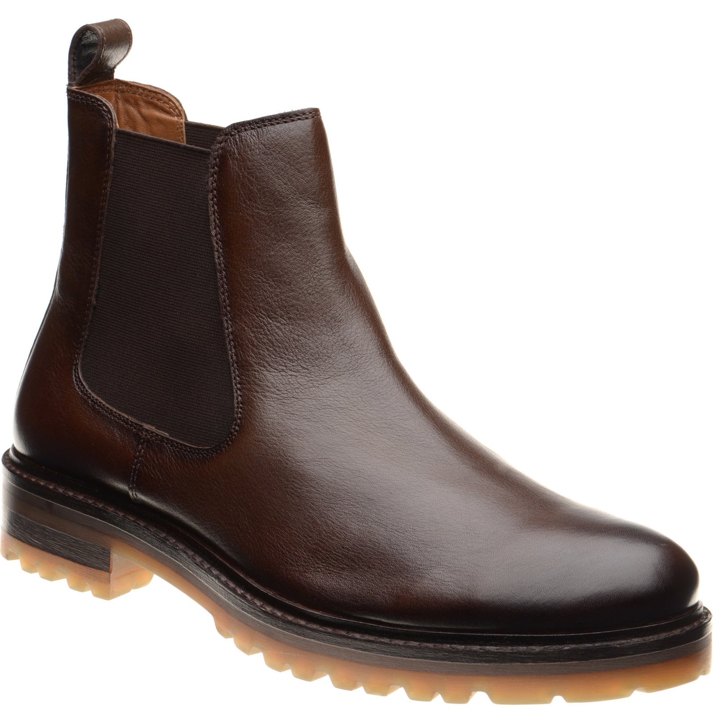 Product image for Herring Bragg mens rubber-soled Chelsea boots in brown grain