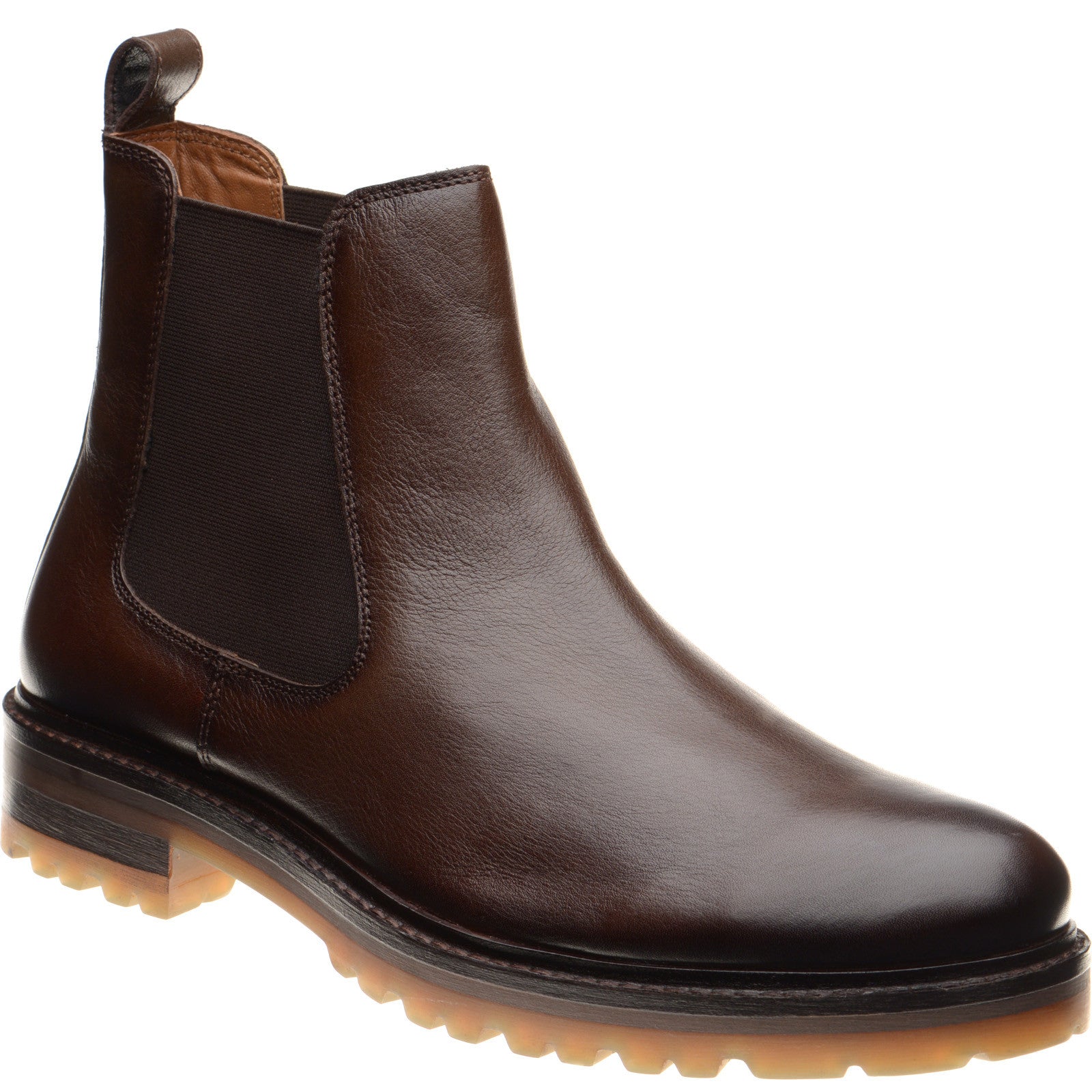 Product image for Herring Bragg mens rubber-soled Chelsea boots in brown grain