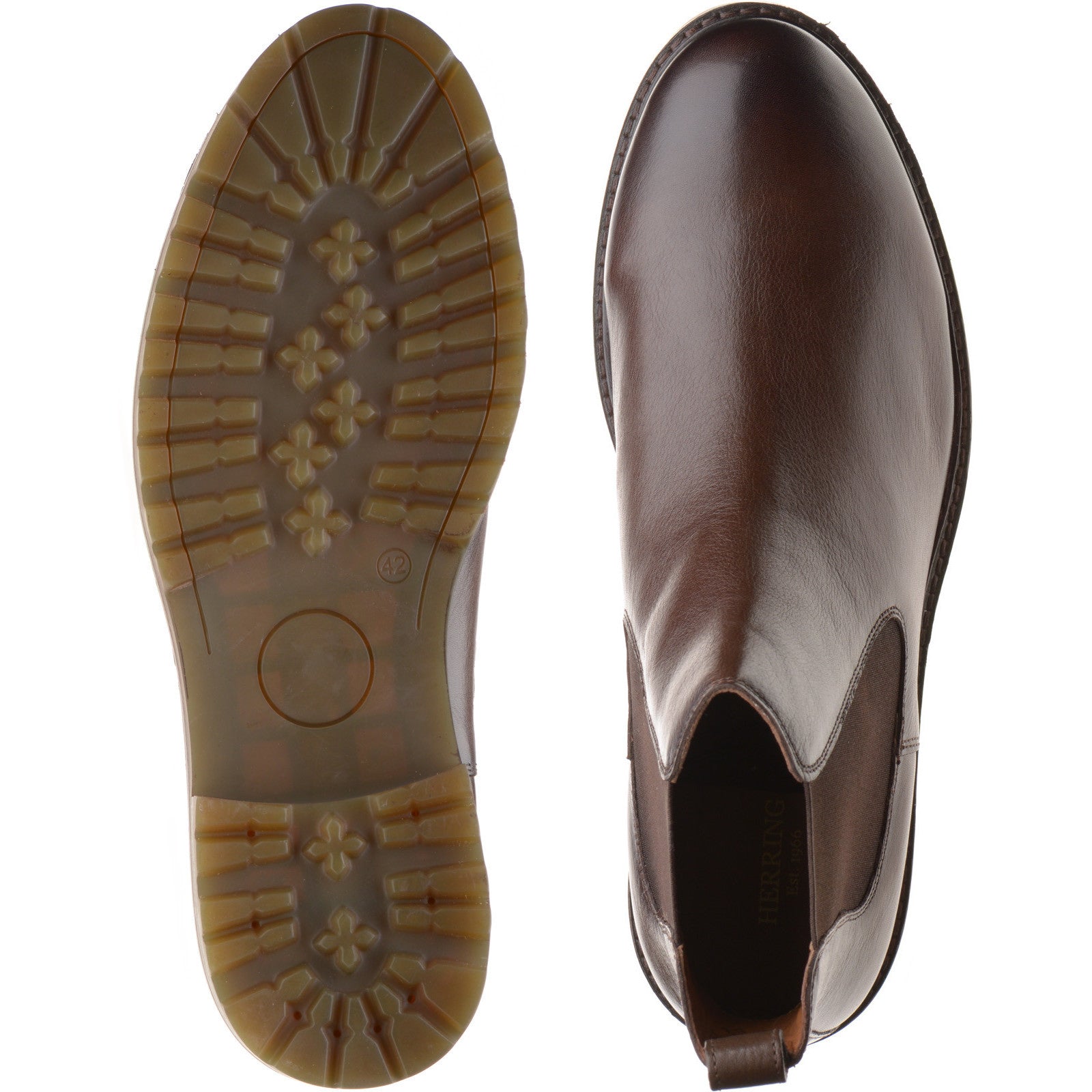 Product image for Herring Bragg mens rubber-soled Chelsea boots in brown grain