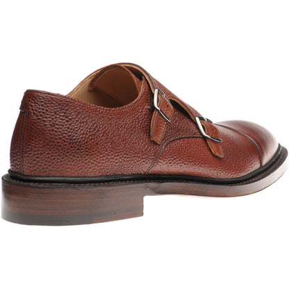 Product image for Herring Braybrooke mens double monk shoes in dark leaf grain