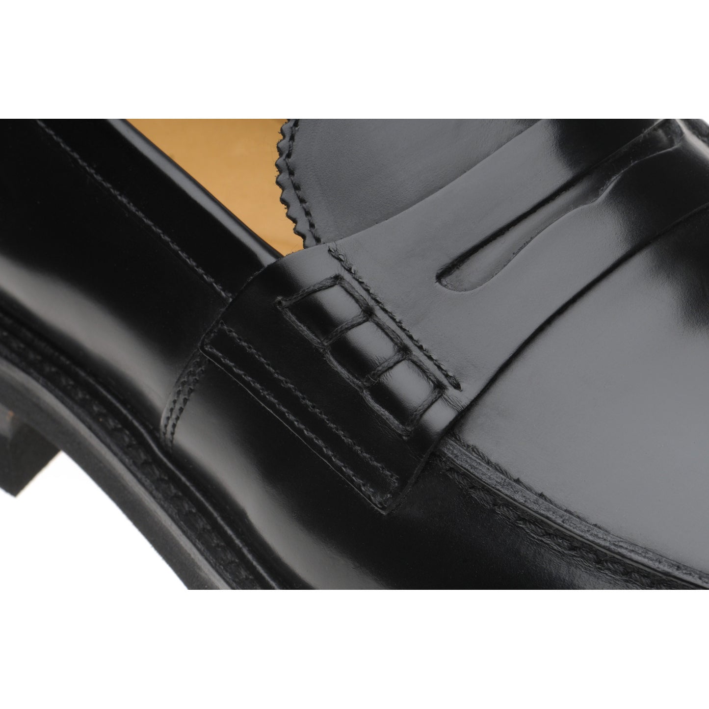 Product image for Herring Brighton II mens rubber-soled loafers in black polished (second)