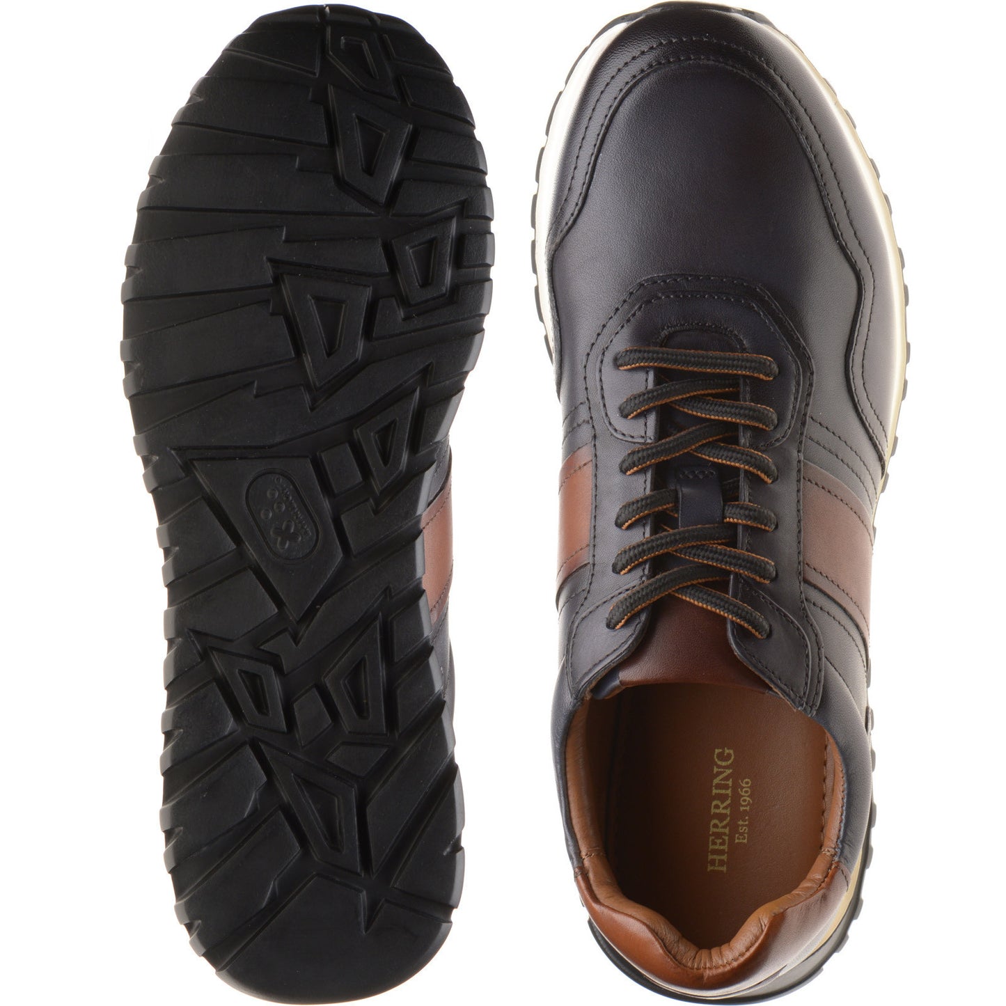 Product image for Herring Brisbane mens rubber-soled in dark grey and tan