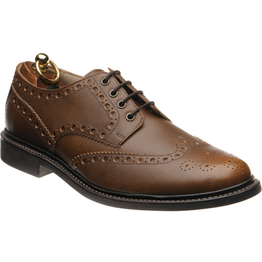 Product image for Herring Bushwick Rubber mens rubber-soled brogues in brown pin grain (second)