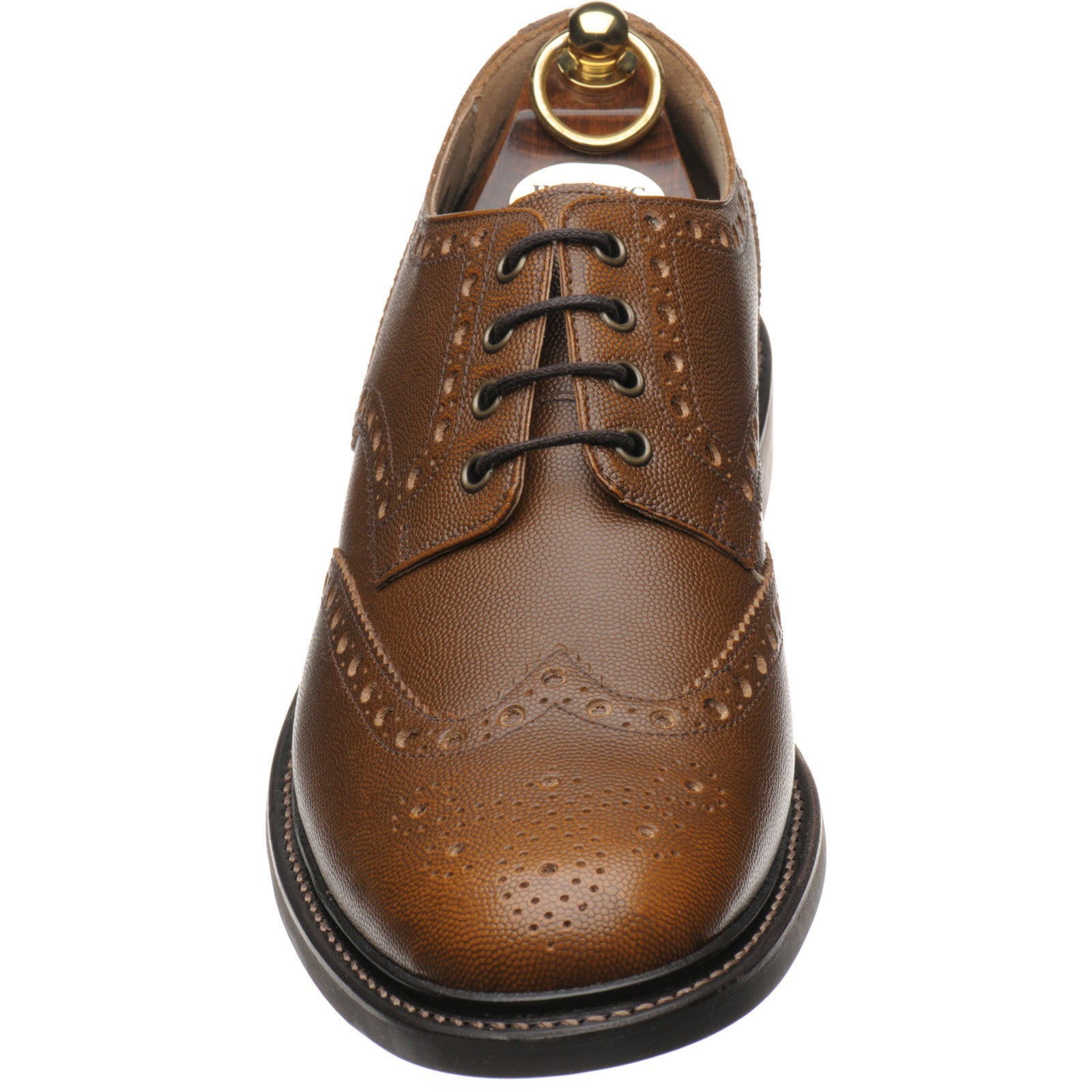 Product image for Herring Bushwick Rubber mens rubber-soled brogues in brown pin grain (second)