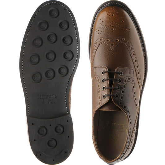 Product image for Herring Bushwick Rubber mens rubber-soled brogues in brown pin grain