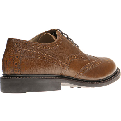 Product image for Herring Bushwick Rubber mens rubber-soled brogues in brown pin grain (second)