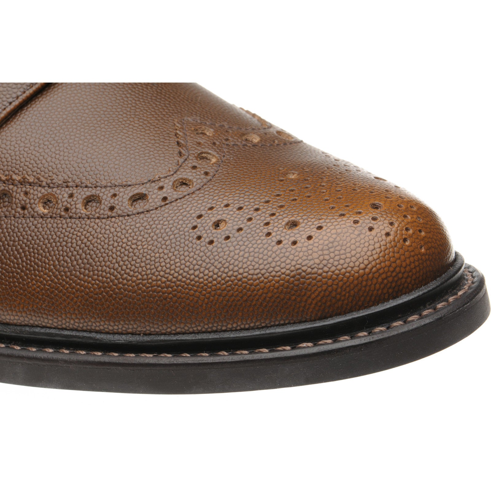 Product image for Herring Bushwick Rubber mens rubber-soled brogues in brown pin grain (second)