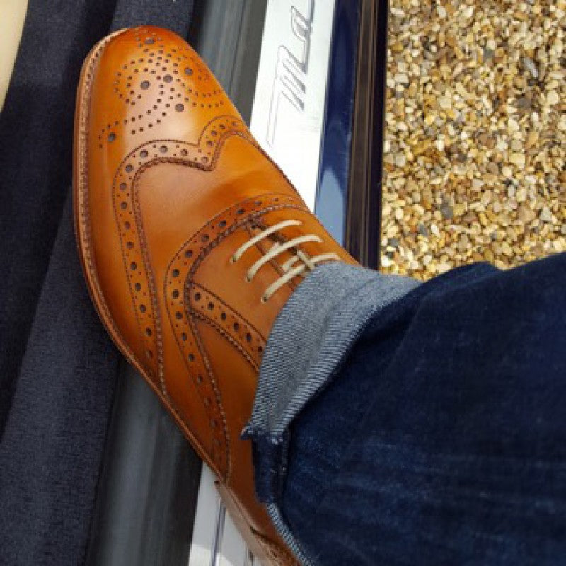 Product image for Herring Carnaby mens brogues in chestnut calf (second)