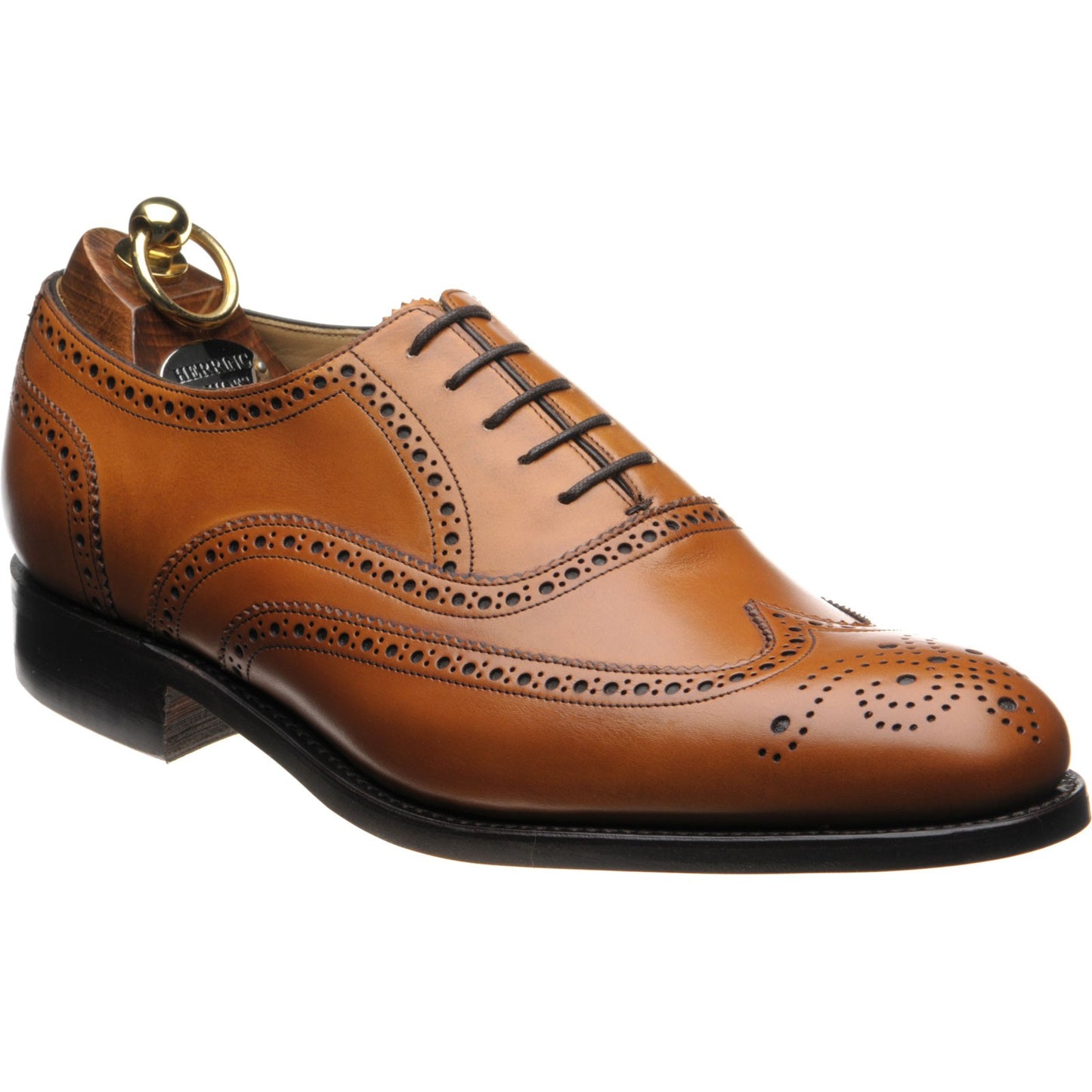 Product image for Herring Carnaby (Rubber) mens rubber-soled brogues in chestnut calf (second)