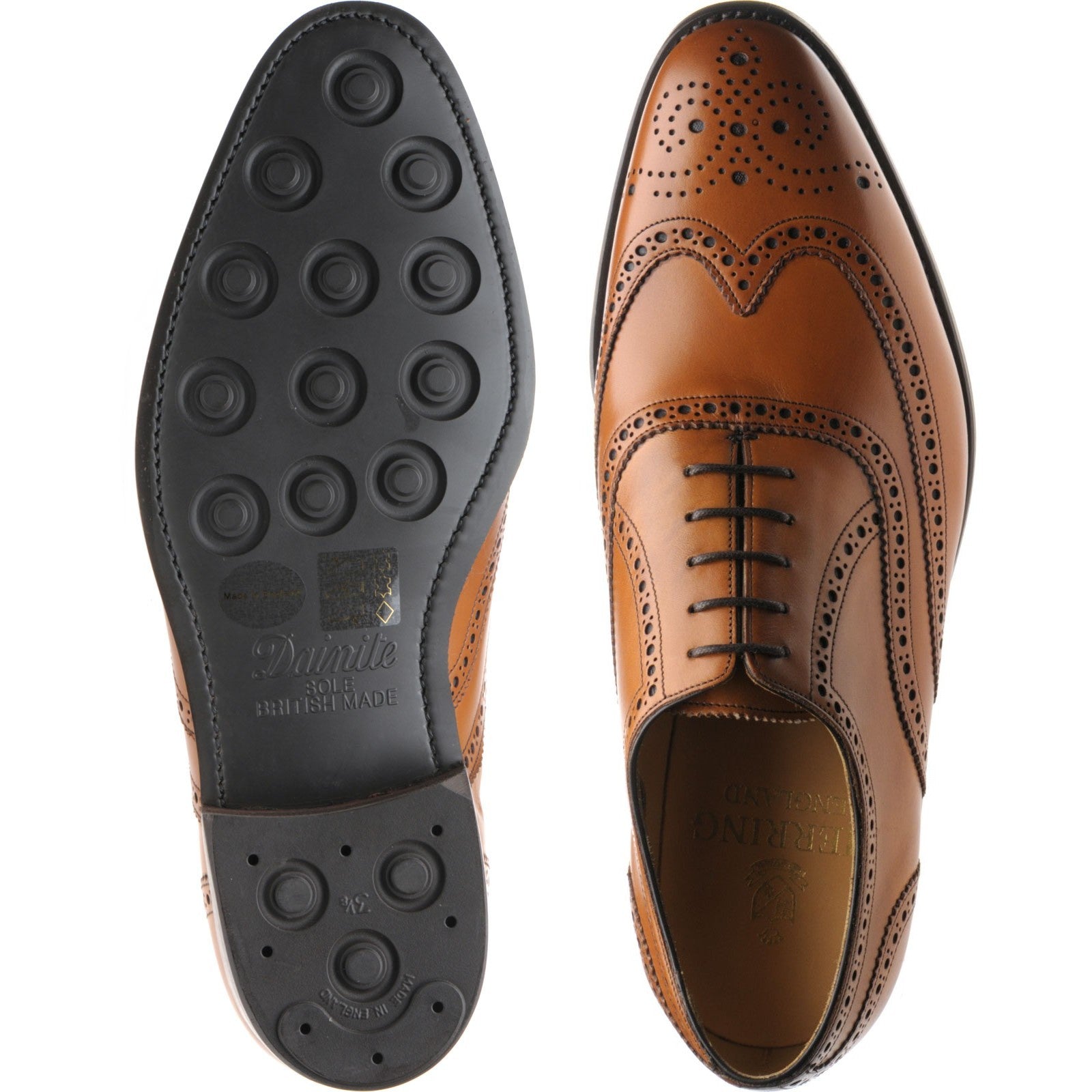 Product image for Herring Carnaby (Rubber) mens rubber-soled brogues in chestnut calf (second)