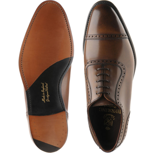 Product image for Herring Chamberlain mens semi-brogues in mahogany calf