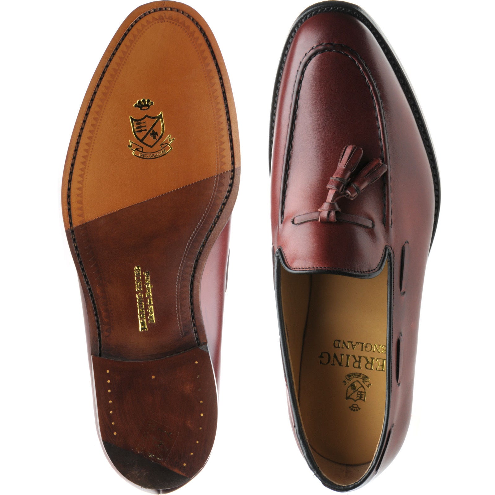 Product image for Herring Charlton II mens tasselled loafers in cherry calf (second)