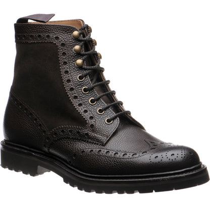 Product image for Herring Crosthwaite mens two-tone rubber-soled brogue boots in walnut calf and brown suede