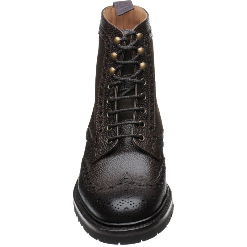 Product image for Herring Crosthwaite mens two-tone rubber-soled brogue boots in walnut calf and brown suede