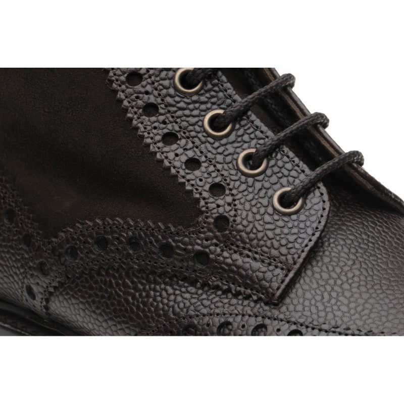 Product image for Herring Crosthwaite mens two-tone rubber-soled brogue boots in walnut calf and brown suede