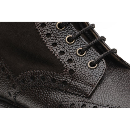 Product image for Herring Crosthwaite mens two-tone rubber-soled brogue boots in walnut calf and brown suede
