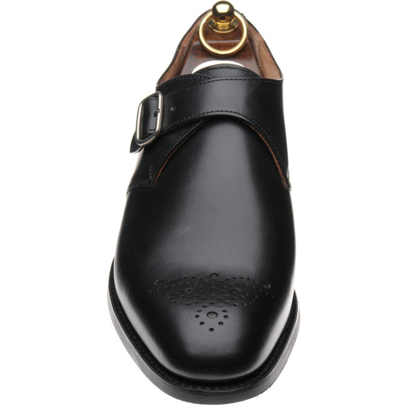 Product image for Herring Didsbury mens rubber-soled monk shoes in black calf