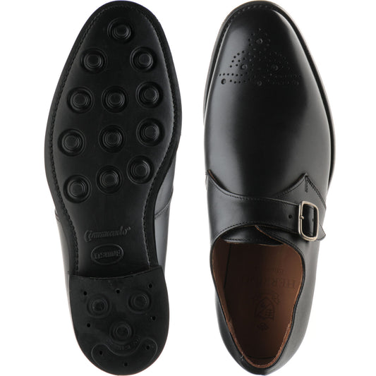 Product image for Herring Didsbury mens rubber-soled monk shoes in black calf