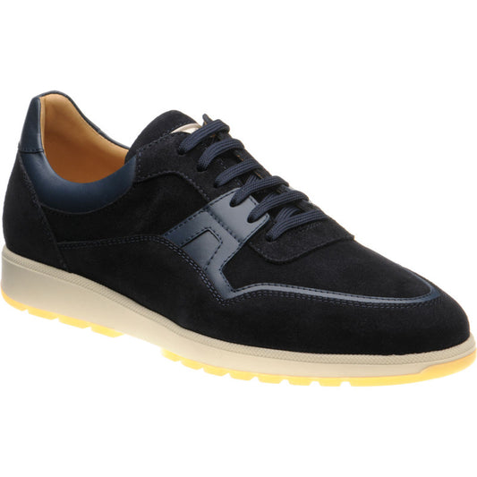 Product image for Herring Dunsfold mens rubber-soled trainers in navy calf and navy suede