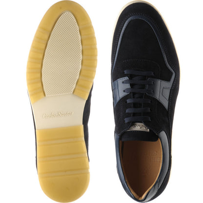 Product image for Herring Dunsfold mens rubber-soled trainers in navy calf and navy suede
