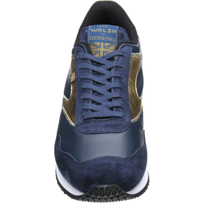 Product image for Herring Ensign Trainer mens rubber-soled trainers in blue suede and navy calf