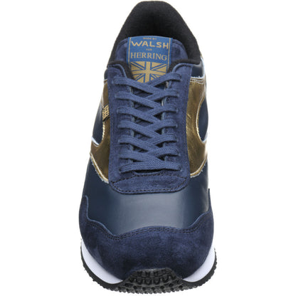 Product image for Herring Ensign Trainer mens rubber-soled trainers in blue suede and navy calf