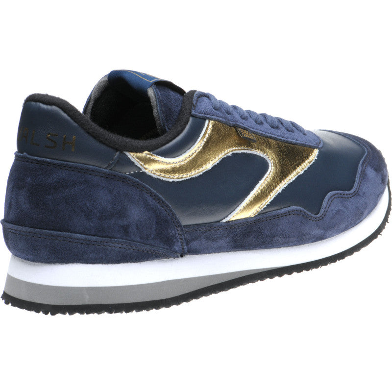 Product image for Herring Ensign Trainer mens rubber-soled trainers in blue suede and navy calf