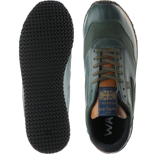 Product image for Herring Ensign Trainer mens rubber-soled trainers in green calf and green waxed cotton