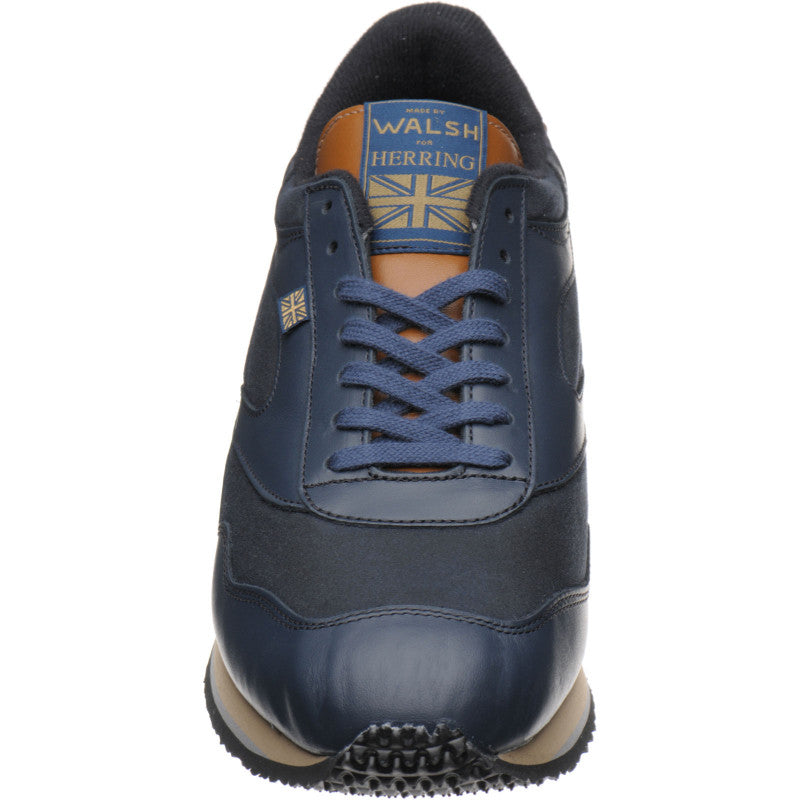 Product image for Herring Ensign Trainer mens rubber-soled trainers in navy calf and navy waxed cotton