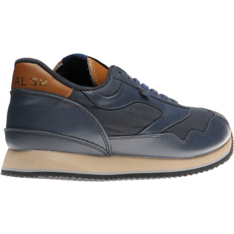 Product image for Herring Ensign Trainer mens rubber-soled trainers in navy calf and navy waxed cotton