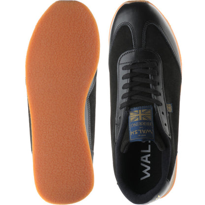 Product image for Herring Fierce Trainer mens rubber-soled trainers in black calf and black suede