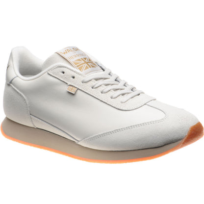Product image for Herring Fierce Trainer mens rubber-soled trainers in white calf and stone suede